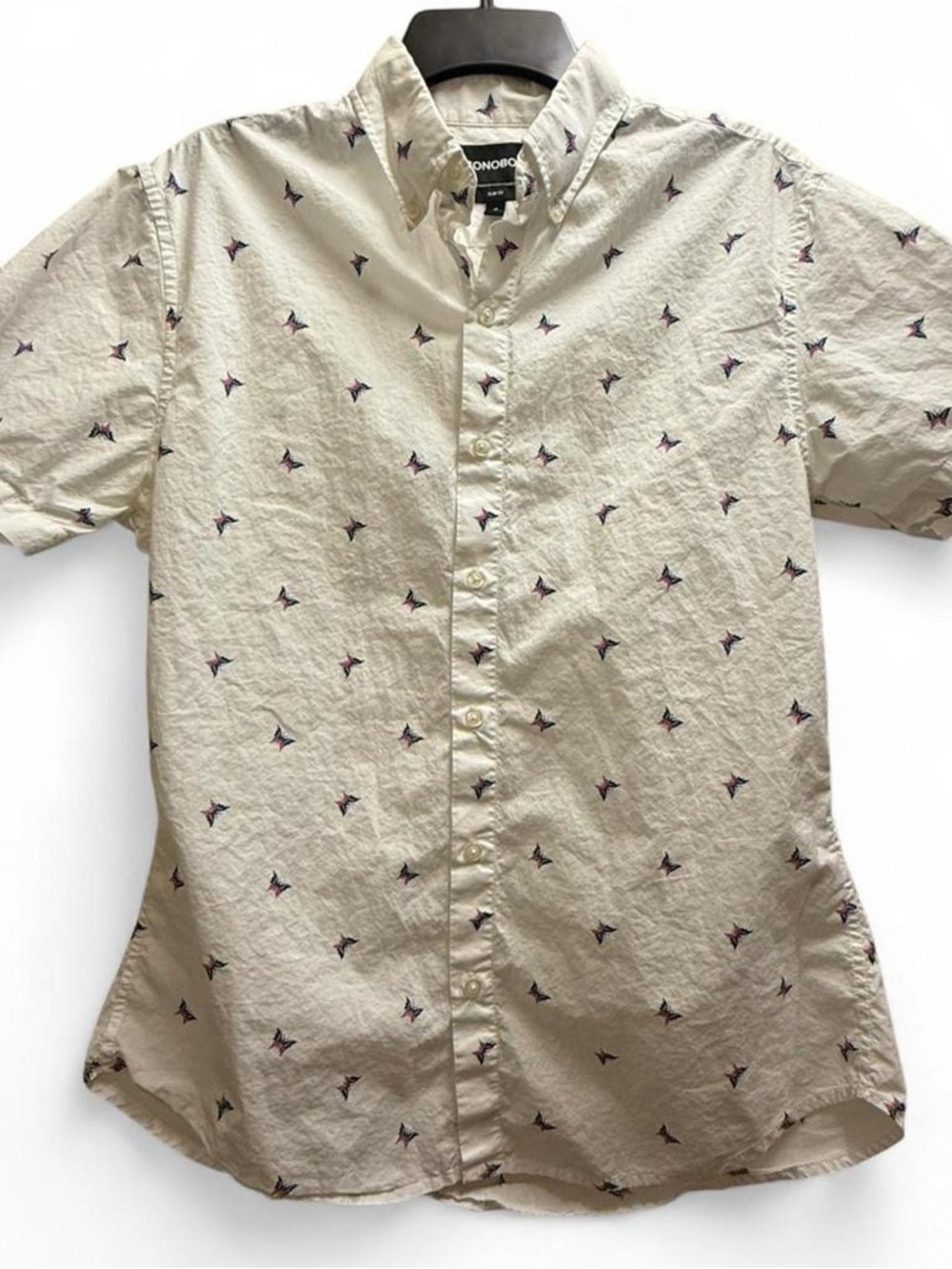 Bonobos White Short-Sleeve Button-Down with Butterfly Print